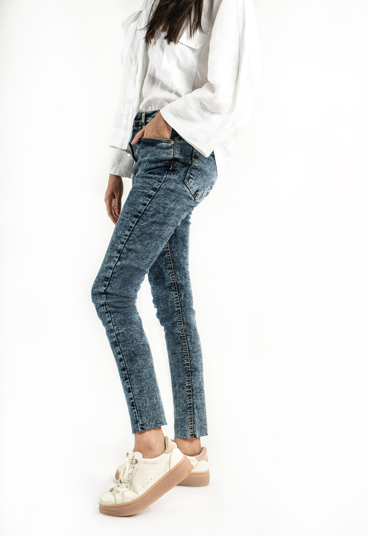 Skinny Fit Laser Hem Jeans