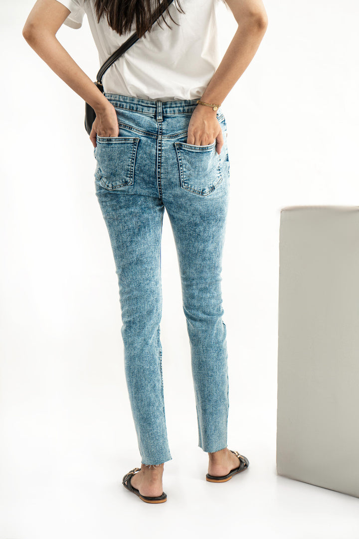 Skinny Fit Laser Hem Jeans