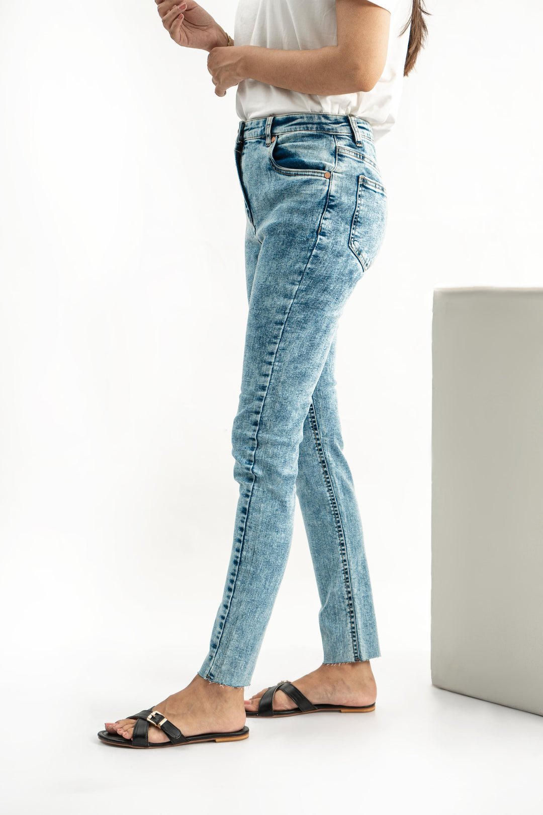 Skinny Fit Laser Hem Jeans