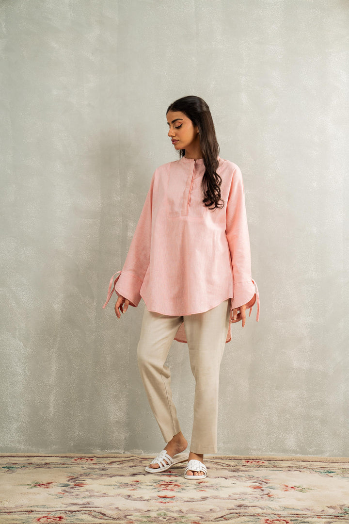 Pastel Peach Chambray