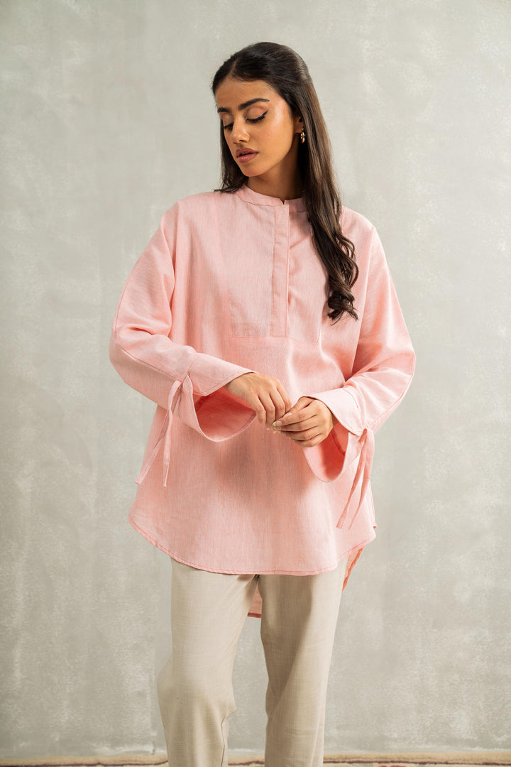 Pastel Peach Chambray