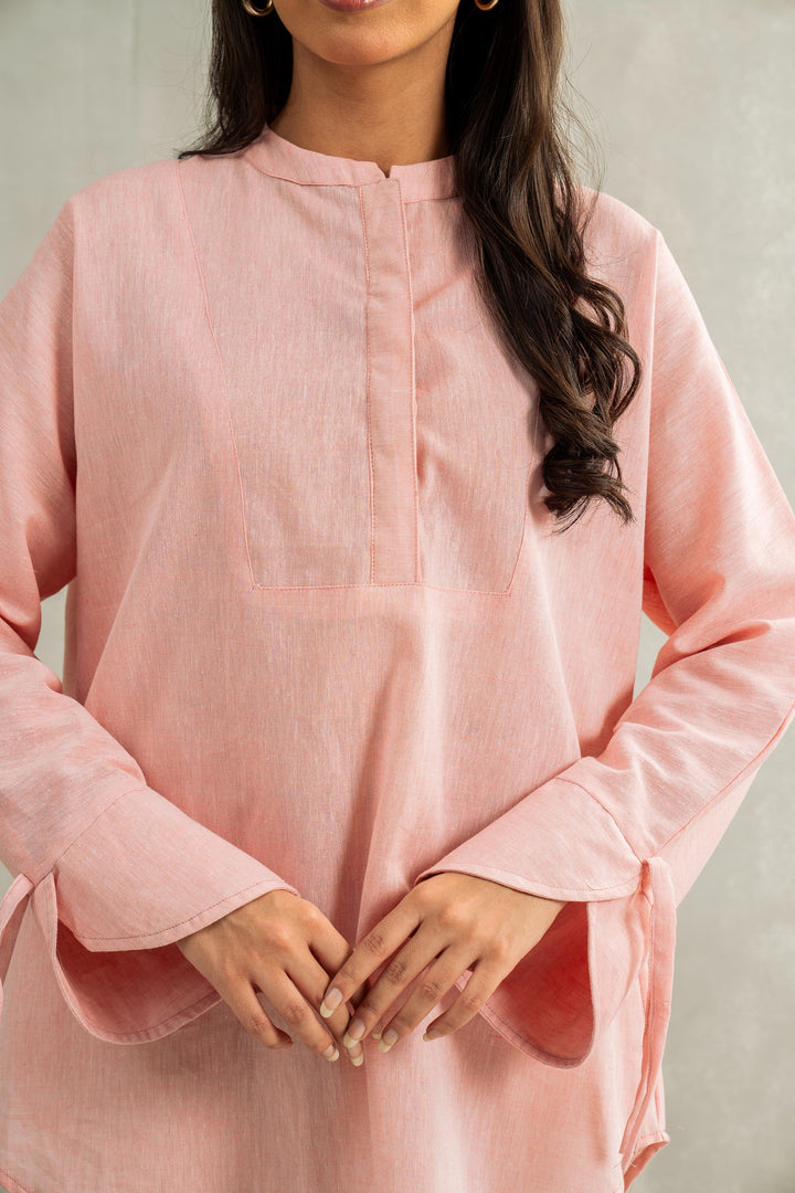 Pastel Peach Chambray