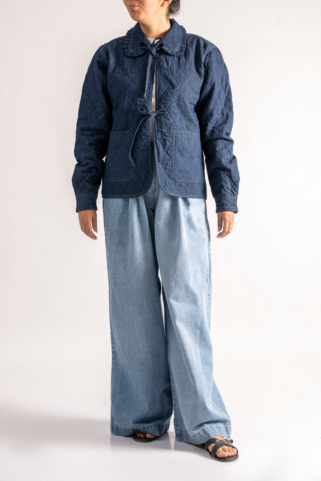 Quilted jacket with tie front