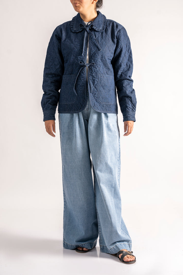 Quilted jacket with tie front