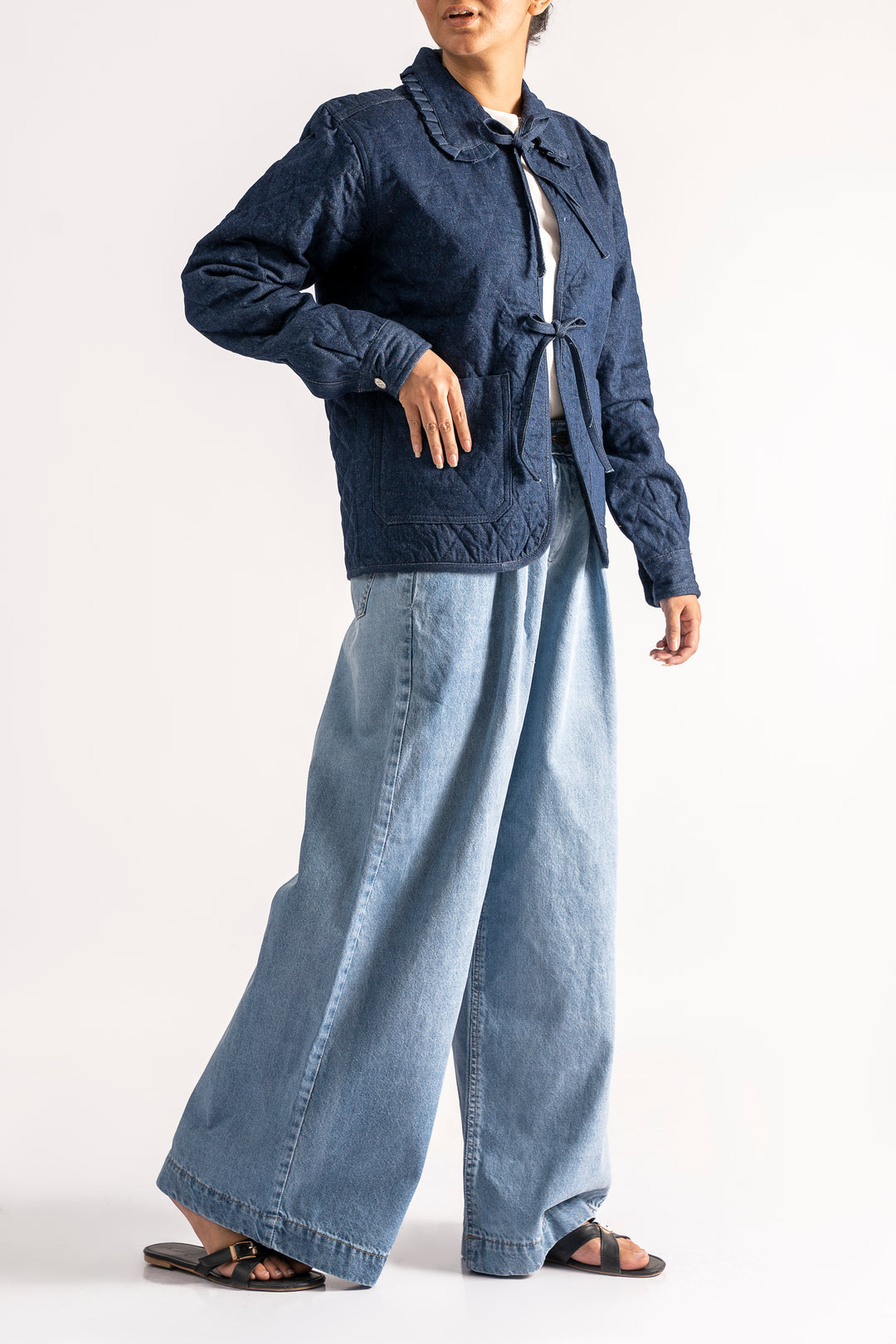 Quilted jacket with tie front