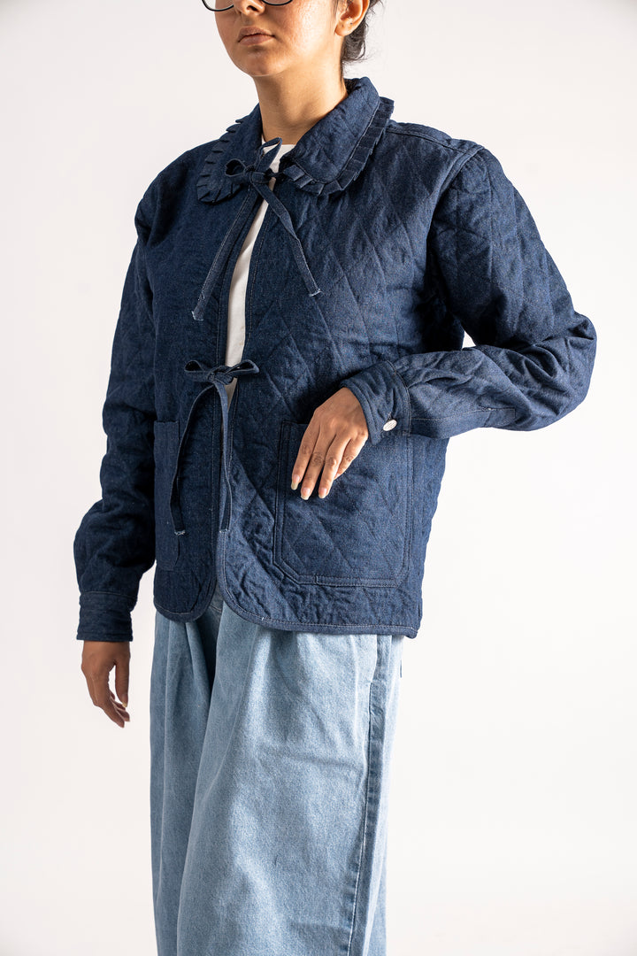 Quilted jacket with tie front