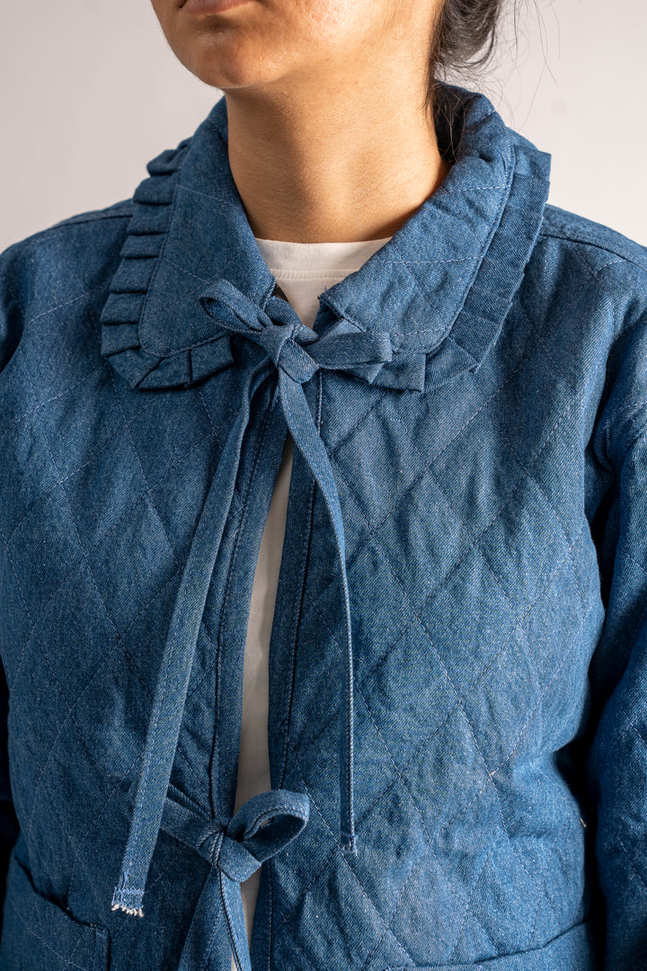 Quilted jacket with tie front