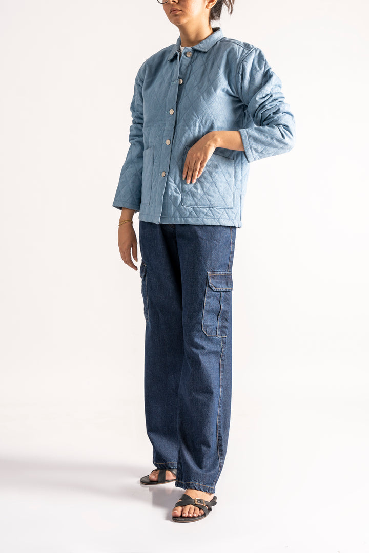 Quilted button up jacket