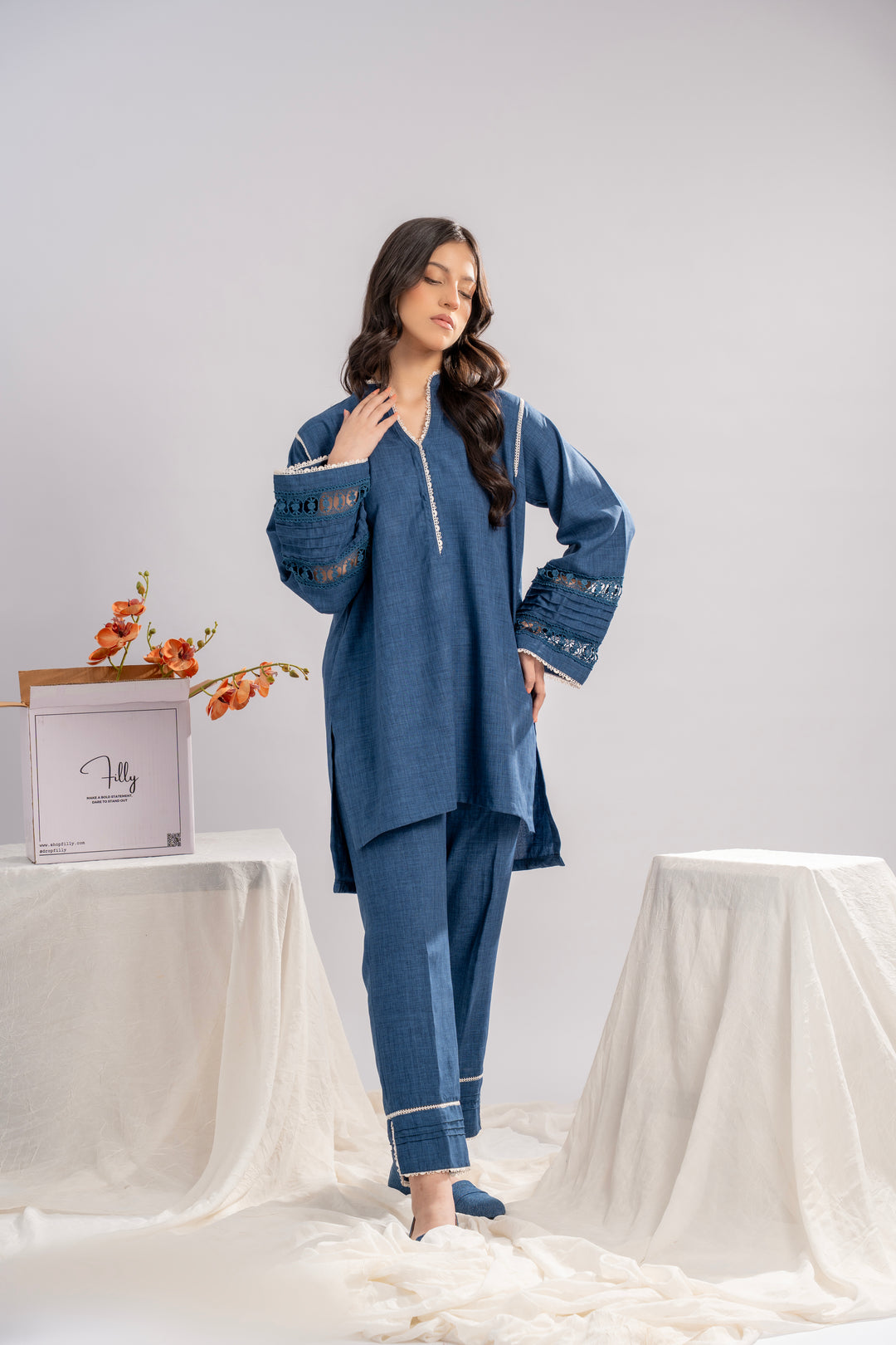 Blue Elegance Tunic Set