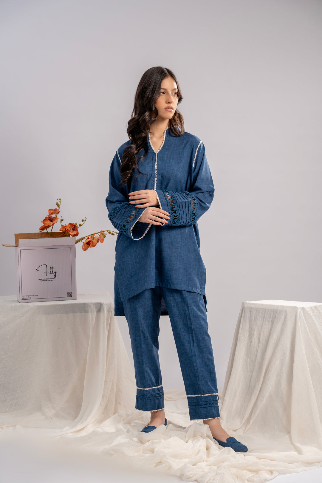 Blue Elegance Tunic Set