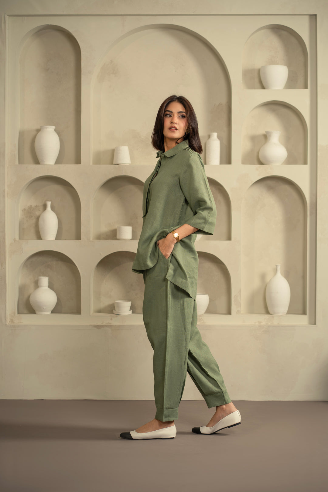 Ayla Set in Moss Green