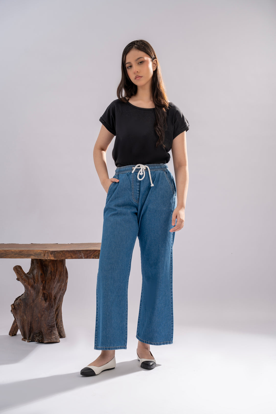 Drawstring Loose Fit Jeans