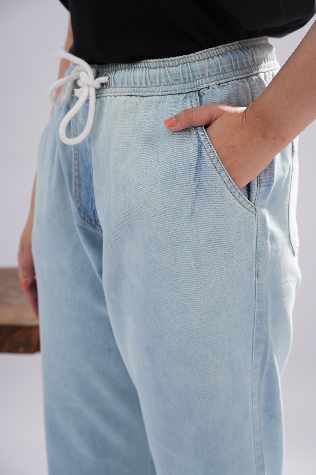 Drawstring Loose Fit Jeans