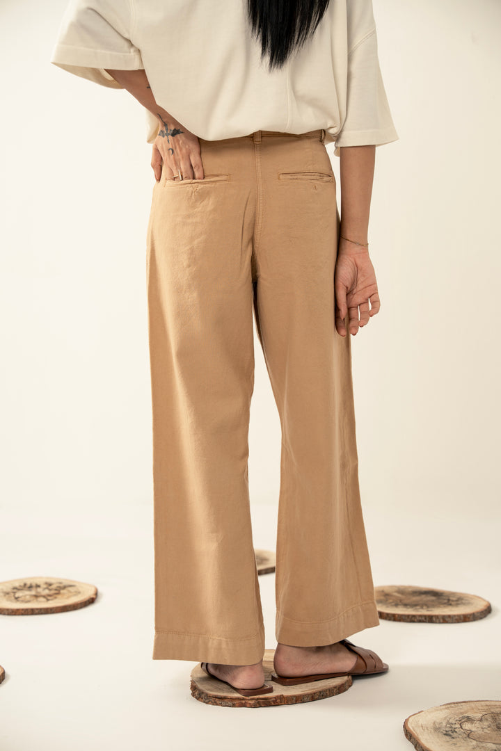 Straight Leg Pants in Beige