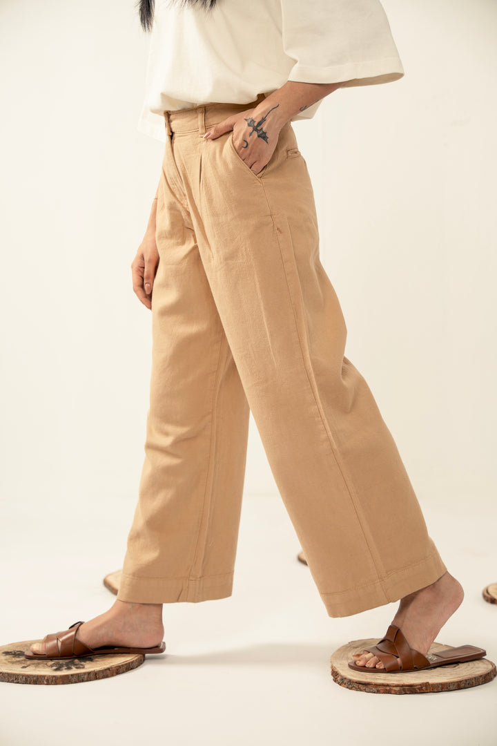 Straight Leg Pants in Beige