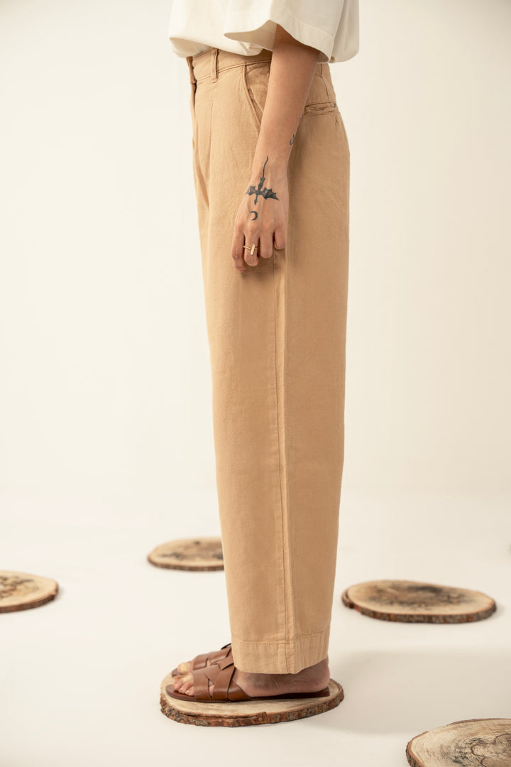 Straight Leg Pants in Beige